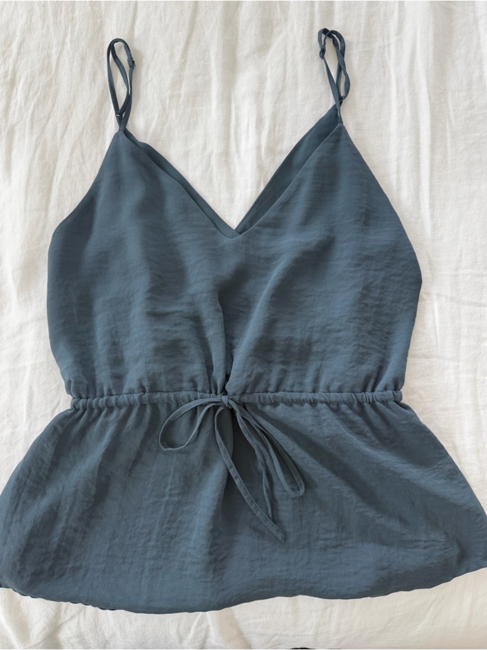 Babaton Slate Blue V-Neck Drawstring Cami